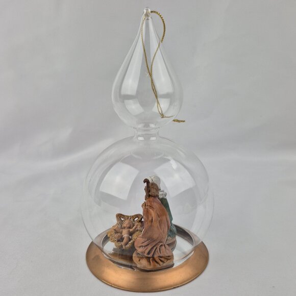 Fontanini Holy Family Blown Glass Tear Drop Christmas Ornament Vintage 90's - Picture 7 of 16